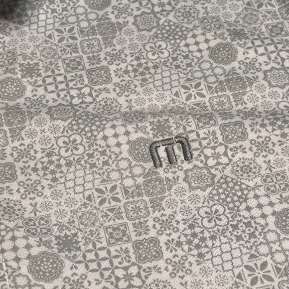 Travis Matthew Grey & White Floral Golf Polo Mens Large Pima Cotton Blend - Picture 5 of 9